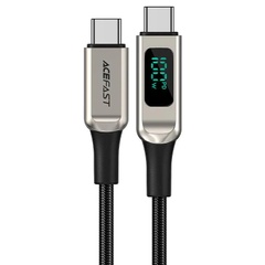 Дата кабель Acefast C6-03 USB-C to USB-C 100W zinc alloy digital display braided (2m) Silver