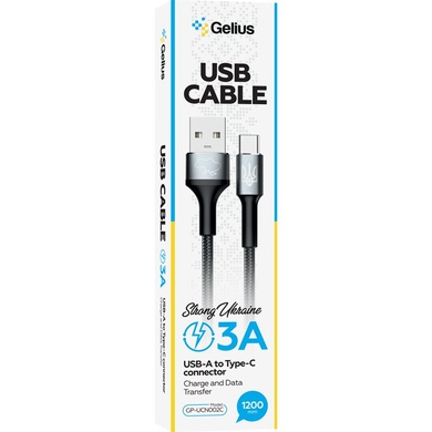 Дата кабель Gelius Strong Ukraine GP-UCN002C USB to Type-C 3A (1.2m) Black