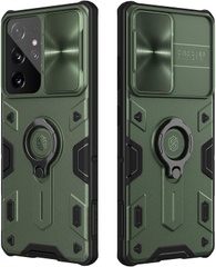 TPU+PC чехол Nillkin CamShield Armor no logo (шторка на камеру) для Samsung Galaxy S21 Ultra Зеленый