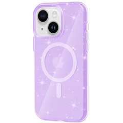 Чехол TPU Galaxy Sparkle (MagFit) для Apple iPhone 13 / 14 (6.1") Purple+Glitter