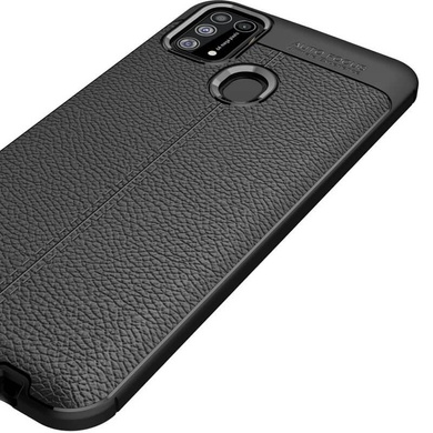 TPU чехол фактурный (с имитацией кожи) для Samsung Galaxy M31 Черный