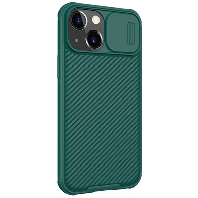 Карбонова накладка Nillkin Camshield (шторка на камеру) для Apple iPhone 13 / 14 (6.1"), Зелений / Dark Green