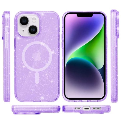 Чехол TPU Galaxy Sparkle (MagFit) для Apple iPhone 13 / 14 (6.1") Purple+Glitter