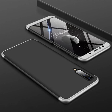 Пластикова накладка GKK LikGus 360 градусів (opp) для Samsung A750 Galaxy A7 (2018), Чорний / Срібний
