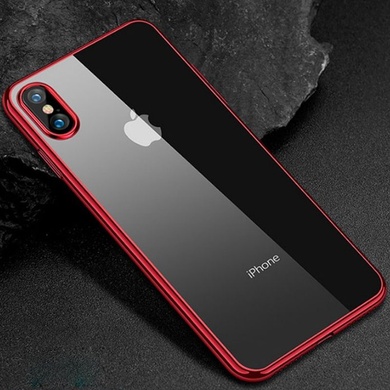 Прозрачный силиконовый чехол глянцевая окантовка Full Camera для Apple iPhone XS Max (6.5") Красный