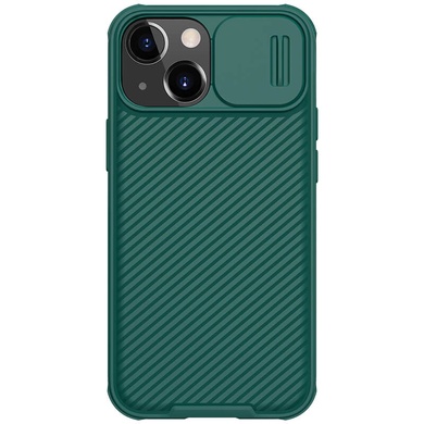 Карбоновая накладка Nillkin Camshield (шторка на камеру) для Apple iPhone 13 / 14 (6.1") Зеленый / Dark Green