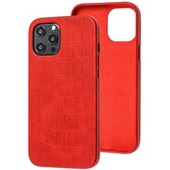 Кожаный чехол Croco Leather для Apple iPhone 12 Pro Max (6.7") Red