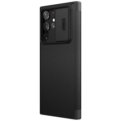 Кожаный чехол (книжка) Nillkin Qin Pro Plain Camshield для Samsung Galaxy S23 Ultra Черный
