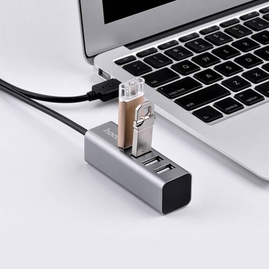 Переходник HUB Hoco HB1 USB to USB 2.0 (4 port) (1m) Серый