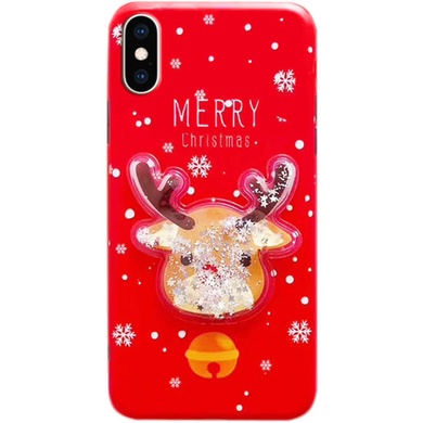 TPU чехол Merry Christmas с жидкостью для Apple iPhone X / XS (5.8") Олень