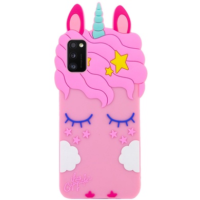 Силіконова накладка Little Unicorn 3D для Samsung Galaxy A41, Розовый, Единорог