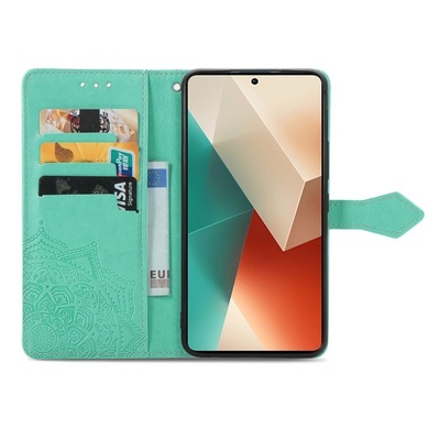 Кожаный чехол (книжка) Art Case с визитницей для Xiaomi Redmi Note 13 5G Бирюзовый