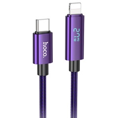 Дата кабель Hoco U125 Benefit 27W Type-C to Lightning with display (1.2m), Purple