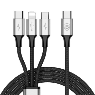 Дата кабель Baseus Rapid Series 3in1 (Type-C to Micro USB+Lightning+Type-C) (1.2m) Черный