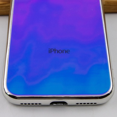 TPU+Glass чохол Gradient Rainbow з лого для Apple iPhone XS Max (6.5 "), Блакитний