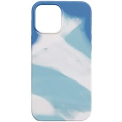 Чохол Silicone case full Aquarelle для Apple iPhone 12 Pro / 12 (6.1"), Бирюзово-белый