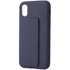 Чехол Silicone Case Hand Holder для Apple iPhone X / XS (5.8") Темно-синий / Midnight blue