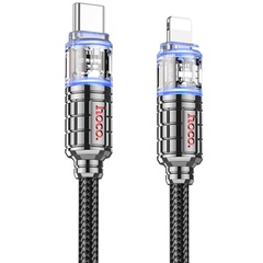 Дата кабель Hoco U122 Lantern Transparent Discovery Edition Type-C to Lightning (1.2m), Black