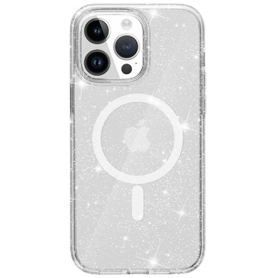 Чехол TPU Galaxy Sparkle (MagFit) для Apple iPhone 14 Pro Max (6.7") Clear+Glitter