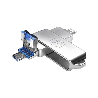 Флеш-драйв T&G 004 Metal series USB 3.0 - Lightning - MicroUSB 32GB, Серебряный