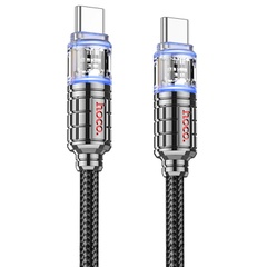 Дата кабель Hoco U122 Lantern Transparent Discovery Edition Type-C to Type-C 60W (1.2m) Black