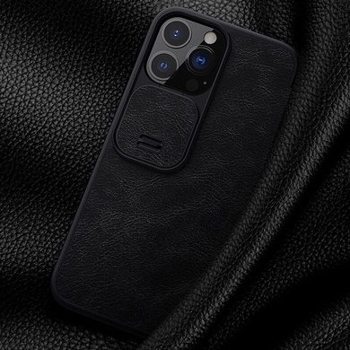 Кожаный чехол (книжка) Nillkin Qin Pro Camshield для Apple iPhone 14 Pro Max (6.7") Черный