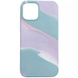 Чехол Silicone case full Aquarelle для Apple iPhone 12 Pro / 12 (6.1") Бирюзово-сиреневый