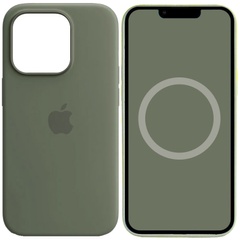 Чехол Silicone case (AAA) full with Magsafe and Animation для Apple iPhone 14 Pro Max (6.7") Зеленый / Olive