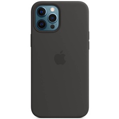 Чехол Silicone case (AAA) full with Magsafe and Animation для Apple iPhone 12 Pro / 12 (6.1") Черный / Black