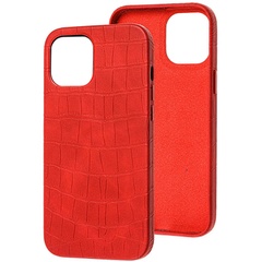 Кожаный чехол Croco Leather для Apple iPhone 13 mini (5.4") Red