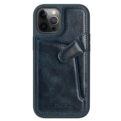 Кожаная накладка Nillkin Aoge (с карманом) для Apple iPhone 12 Pro Max (6.7") Синий