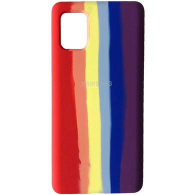 Чехол Silicone Cover Full Rainbow для Samsung Galaxy A51 Красный / Фиолетовый