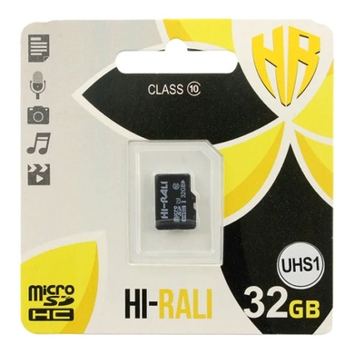 Карта пам'яті Hi-Rali microSDHC (UHS-1) 32 GB class 10 (без адаптера), Чорний