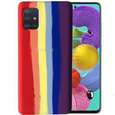 Чохол Silicone Cover Full Rainbow для Samsung Galaxy A51, Червоний / Фіолетовий