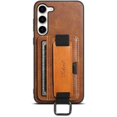 Кожаный чехол Wallet case and straps для Samsung Galaxy S24+ Коричневый / Brown