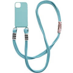 Чехол Cord case c длинным цветным ремешком для Apple iPhone 14 Plus (6.7") Бирюзовый / Marine Green