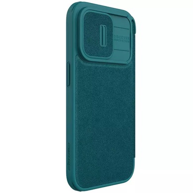 Шкіряний чохол (книжка) Nillkin Qin Pro Plain Camshield для Apple iPhone 15 Pro Max (6.7"), Зелений