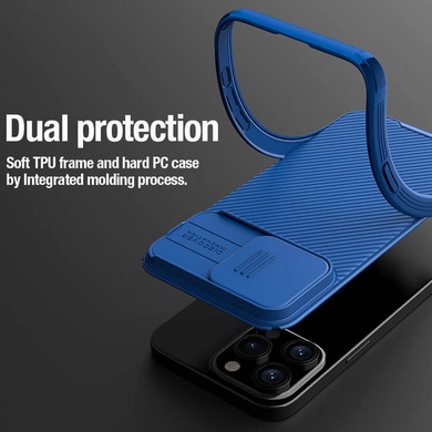 Карбоновая накладка Nillkin CamShield Pro Magnetic для Apple iPhone 15 Pro (6.1") Blue