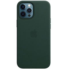 Кожаный чехол Leather Case (AAA) with MagSafe для Apple iPhone 12 Pro / 12 (6.1") Forest Green