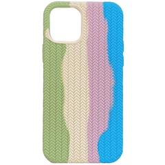 Чохол Silicone case Full Braided для Apple iPhone 13 (6.1"), Мятный / Голубой
