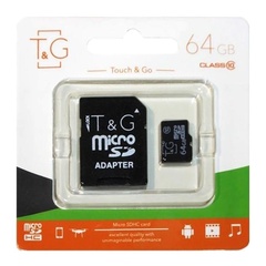 Карта памяти T&G microSDHC 64 GB class 10 (с адаптером) Черный