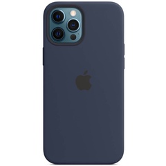 Чехол Silicone case (AAA) full with Magsafe and Animation для Apple iPhone 12 Pro / 12 (6.1") Синий / Deep navy