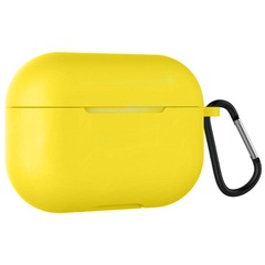 Силиконовый футляр для наушников Airpods Pro Slim + карабин Желтый / Neon Yellow