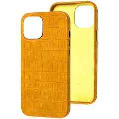 Кожаный чехол Croco Leather для Apple iPhone 13 mini (5.4") Yellow