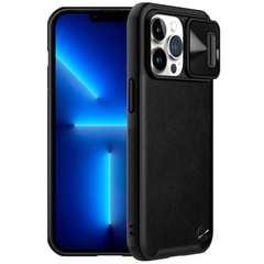 Кожаная накладка Nillkin Camshield Leather (шторка на камеру) для Apple iPhone 13 Pro (6.1") Черный / Black