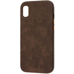 Шкіряний чохол Croco Leather для Apple iPhone X / XS (5.8"), Brown