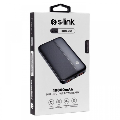 Портативний зарядний пристрій Power Bank S-link IP-G10N 10000 mAh 2.1A 2USB, Чорний