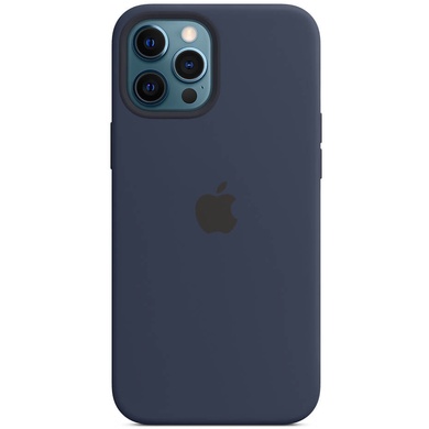 Чехол Silicone case (AAA) full with Magsafe and Animation для Apple iPhone 12 Pro / 12 (6.1") Синий / Deep navy