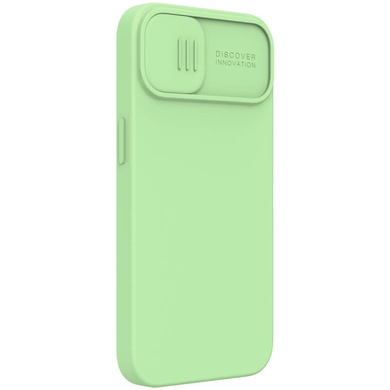 Силиконовая накладка Nillkin Camshield Silky Magnetic для Apple iPhone 13 (6.1") Мятный
