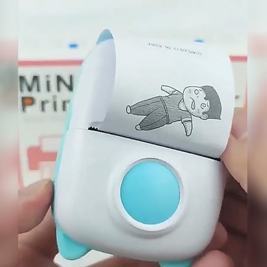 Портативный детский термопринтер Mini X2 Cat Голубой